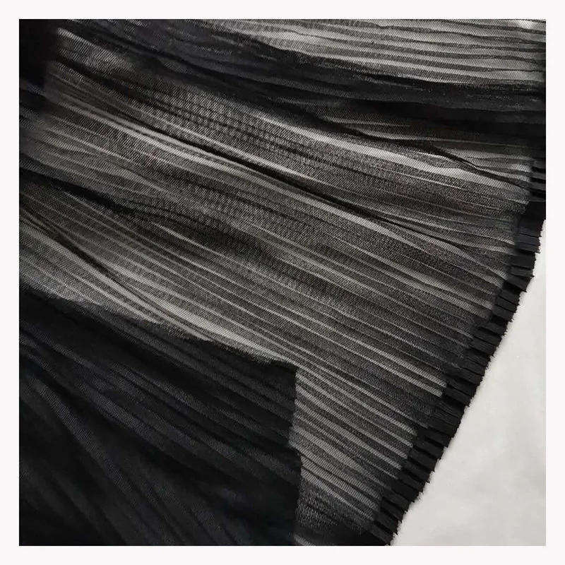 YZT001 black pleated mesh tulle reference