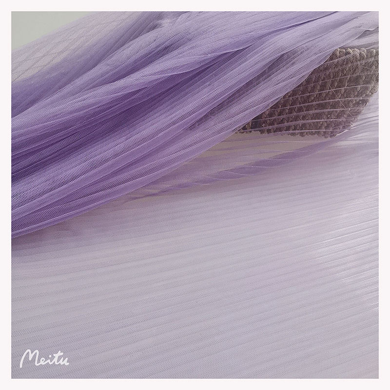 YZT001 lilac pleated mesh tulle reference