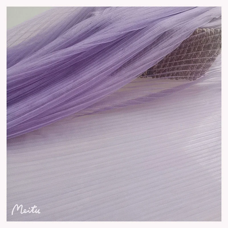 YZT001 lilac pleated mesh tulle reference
