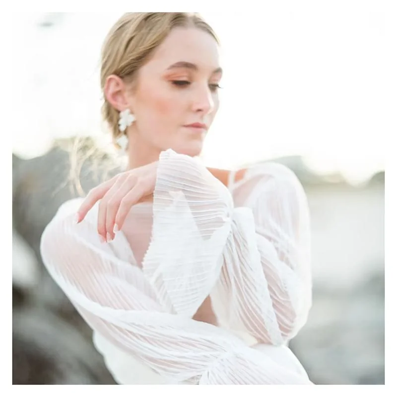 YZT001 pleated mesh tulle sleeve reference
