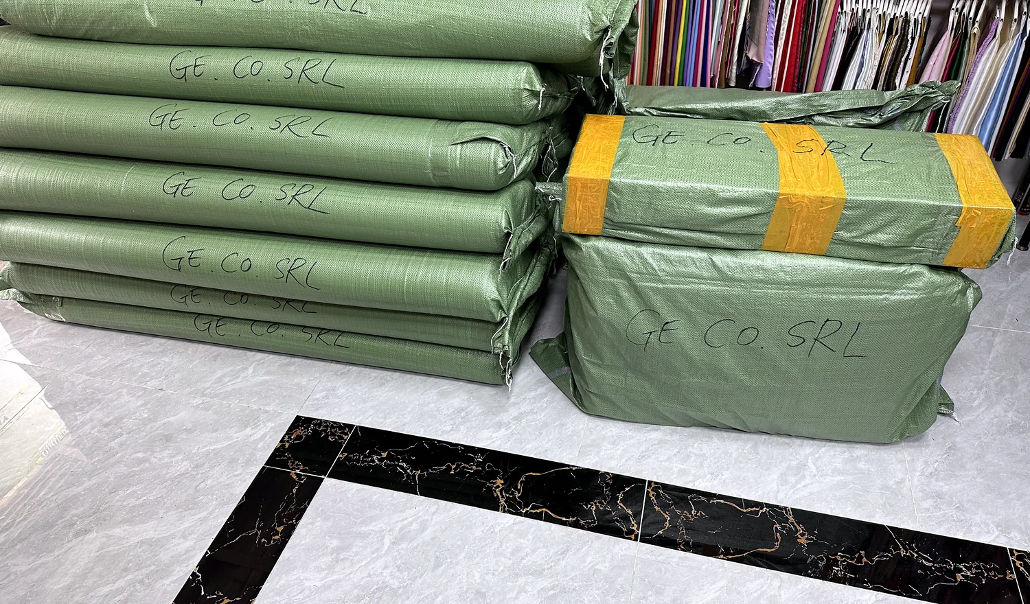 Packed wholesale fabric bundles prepared for shipment