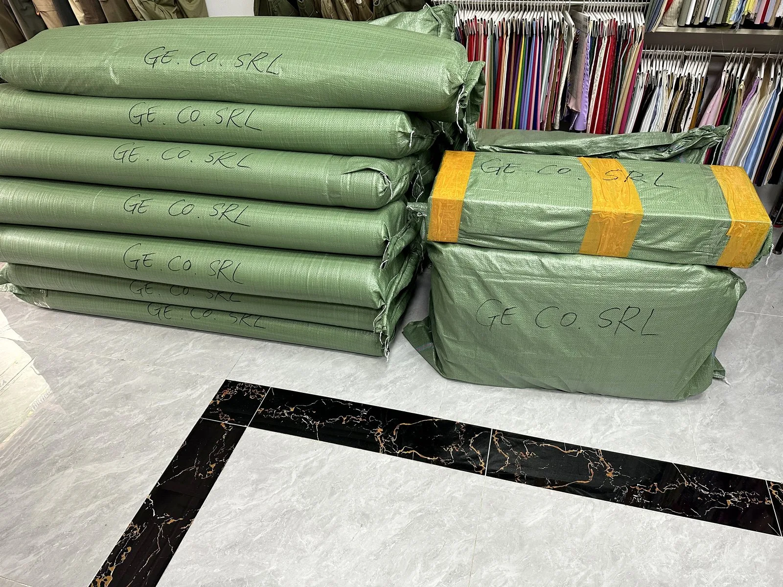 Fabric rolls ready for shipment